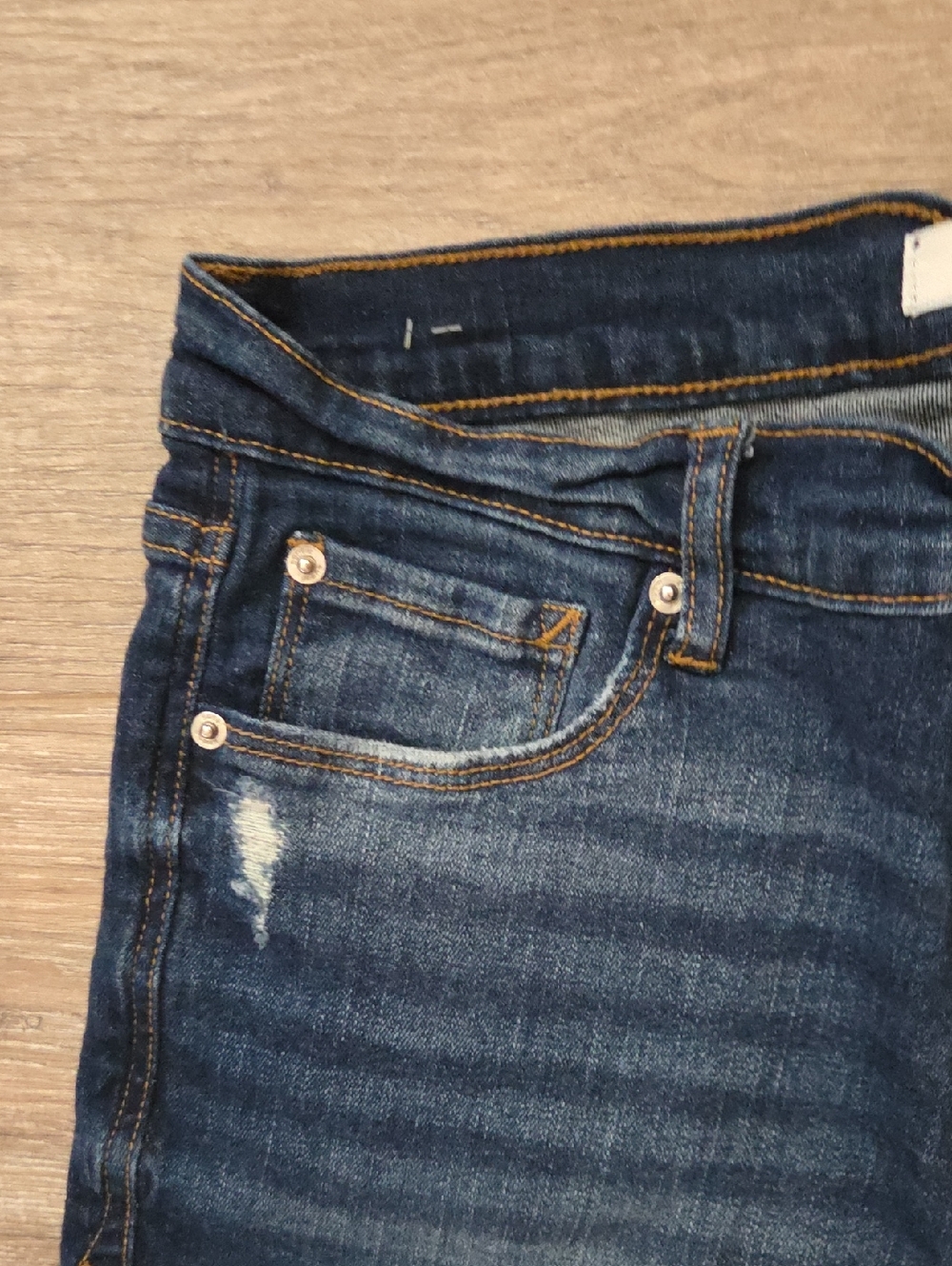 Kensie Dark Wash Distressed Denim Shorts - Picture 5 of 7